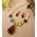 FS Collection Trendy Austrian Stone And Pota Stone Necklace Set