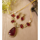 FS Collection Trendy Austrian Stone And Pota Stone Necklace Set