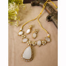 FS Collection Trendy Austrian Stone And Pota Stone Necklace Set
