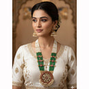 FS Collection Heritage Kundan Stone And Pearl Long Necklace Set