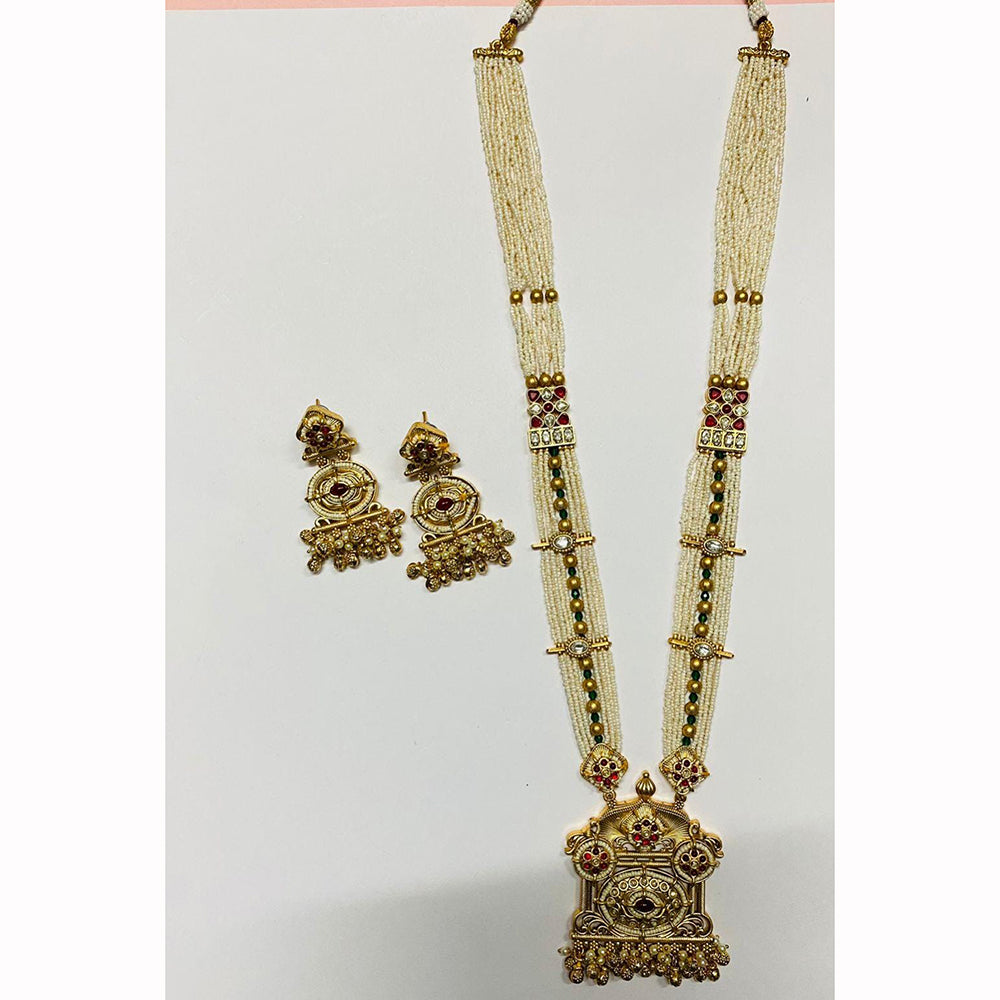 FS Collection Heritage Pota Stone And Pearl Long Necklace Set