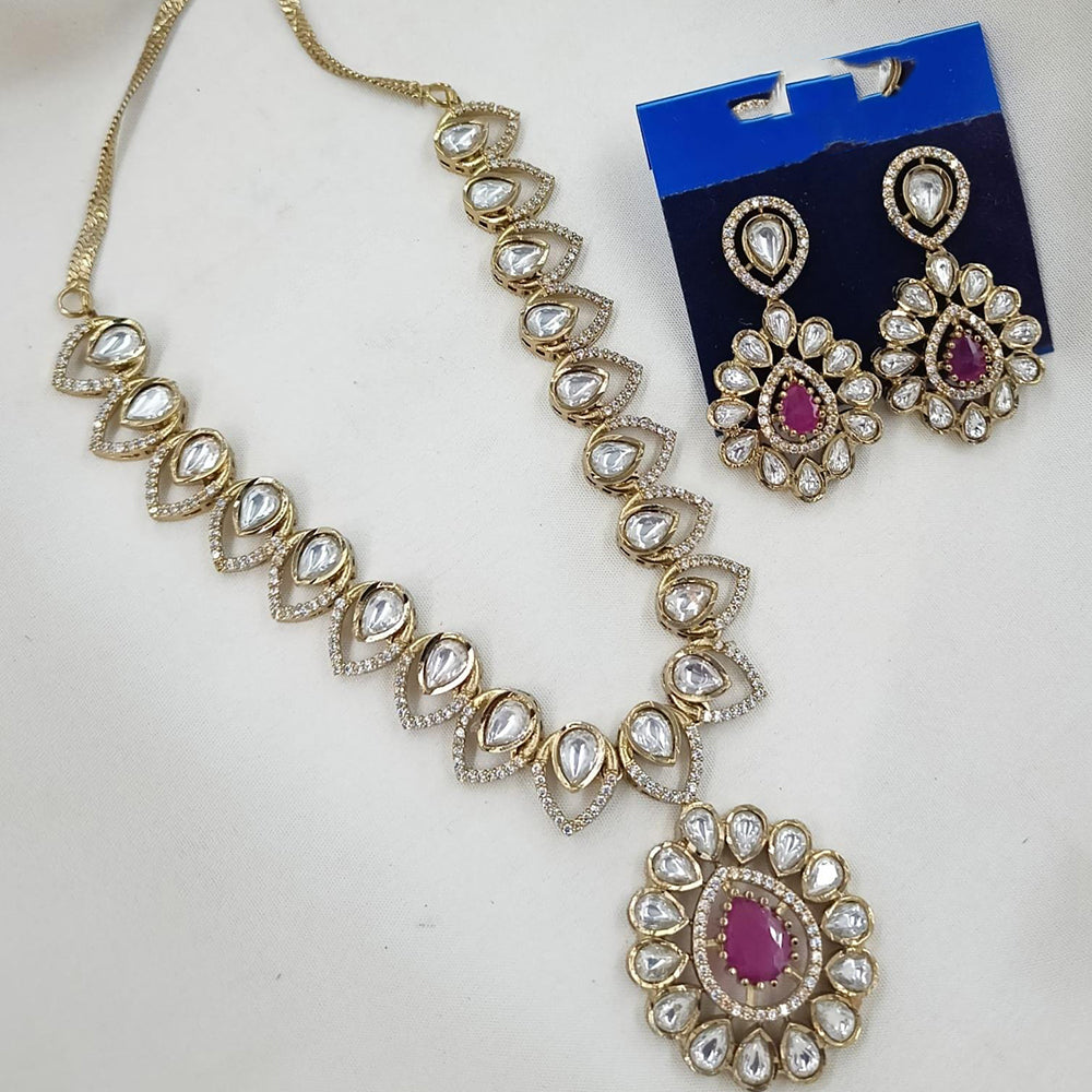 FS Collection Heritage Kundan Stone And Austrian Stone Necklace Set