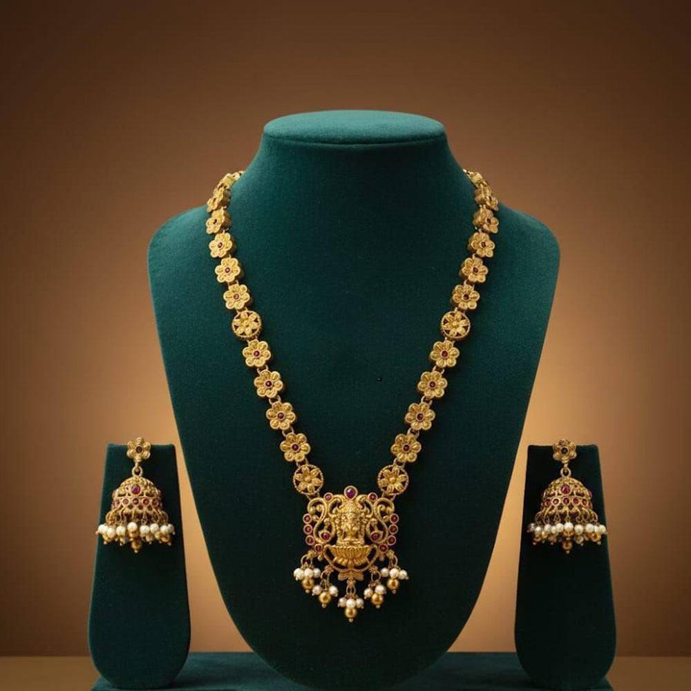 FS Collection Heritage Pota Stone And Pearl Temple Necklace Set