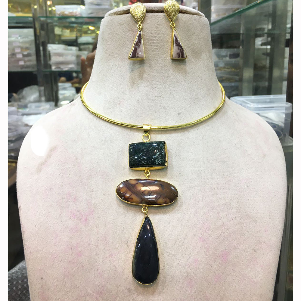 FS Collection Designer Multi-Stone Statement Necklace Set