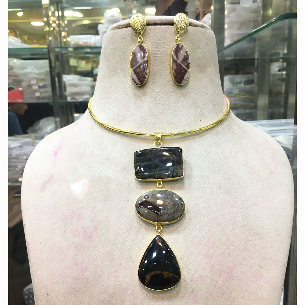 FS Collection Designer Multi-Stone Statement Necklace Set