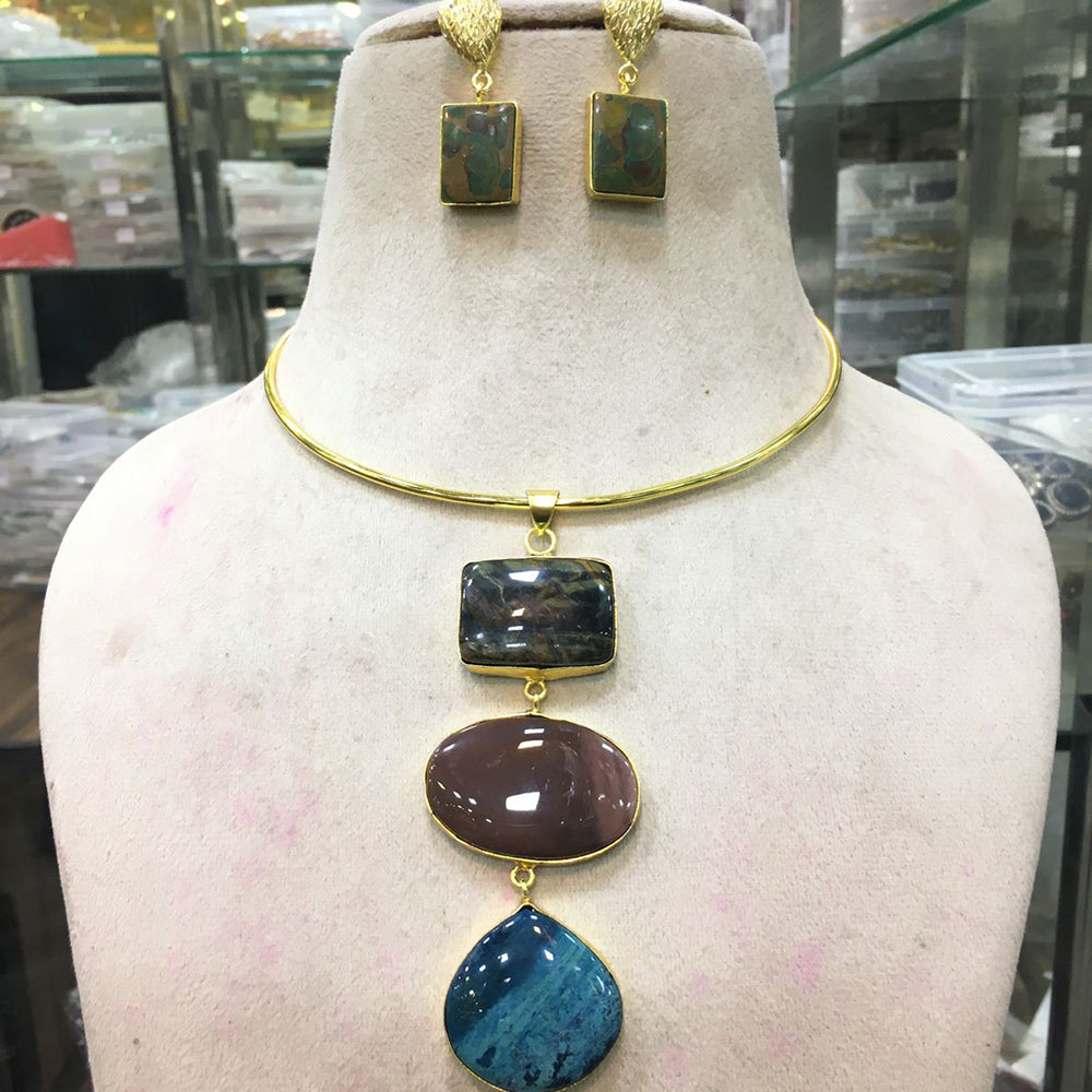 FS Collection Designer Multi-Stone Statement Necklace Set