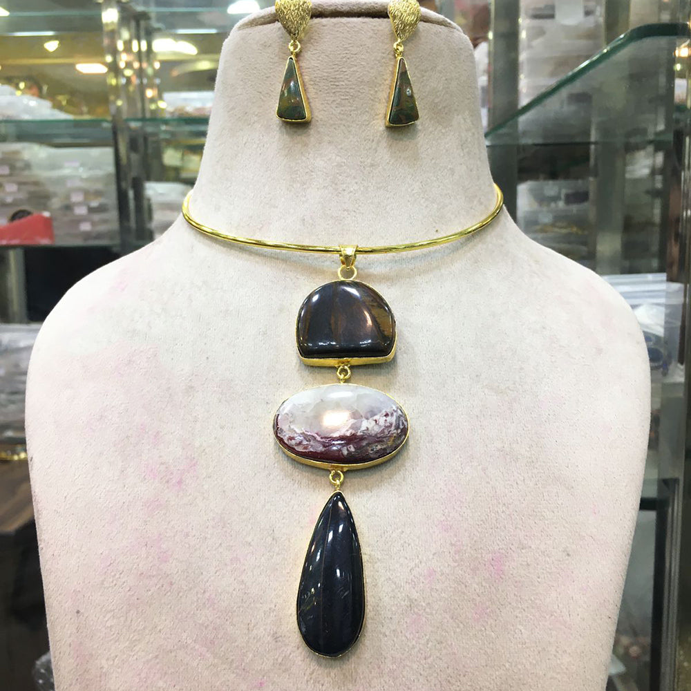 FS Collection Designer Multi-Stone Statement Necklace Set