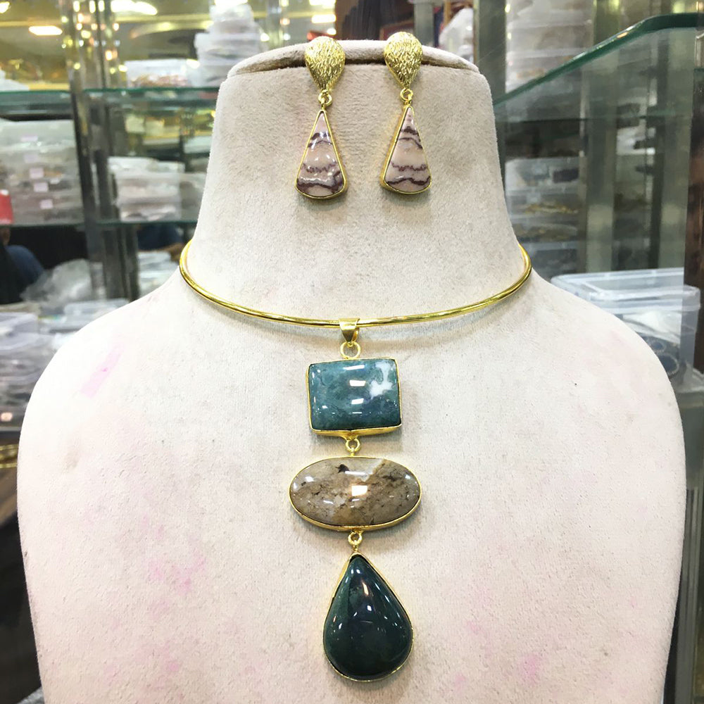 FS Collection Designer Multi-Stone Statement Necklace Set