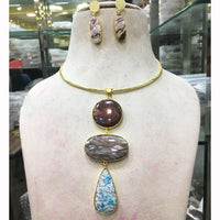 FS Collection Designer Multi-Stone Statement Necklace Set