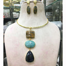 FS Collection Designer Multi-Stone Statement Necklace Set