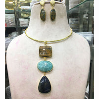 FS Collection Designer Multi-Stone Statement Necklace Set