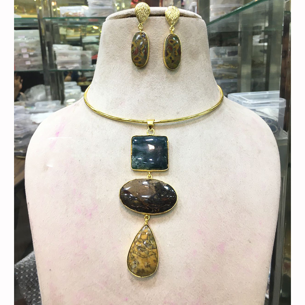 FS Collection Designer Multi-Stone Statement Necklace Set