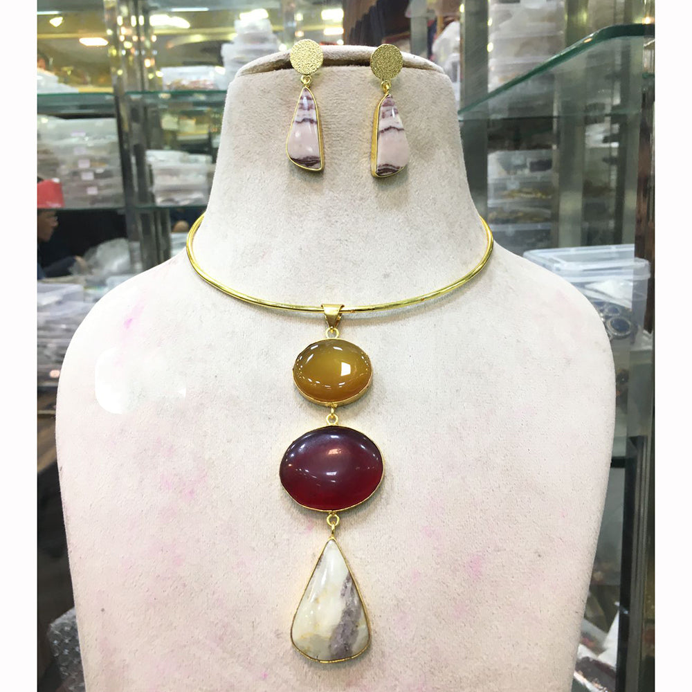 FS Collection Designer Multi-Stone Statement Necklace Set