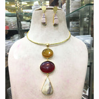 FS Collection Designer Multi-Stone Statement Necklace Set