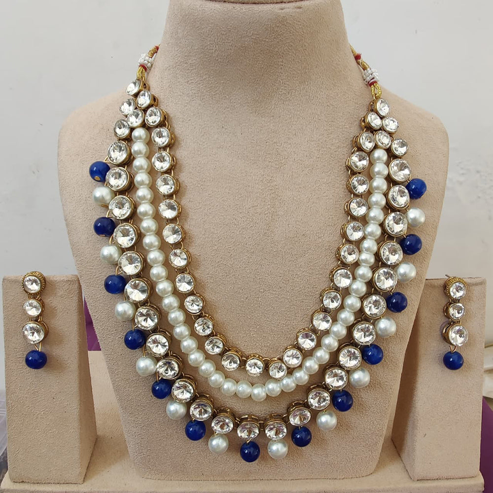 FS Collection Austrian Stone And Pearl Designer Necklace Set