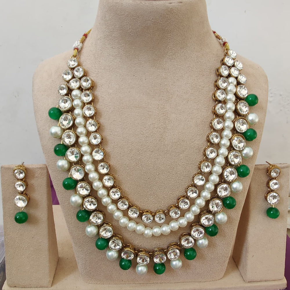 FS Collection Austrian Stone And Pearl Designer Necklace Set
