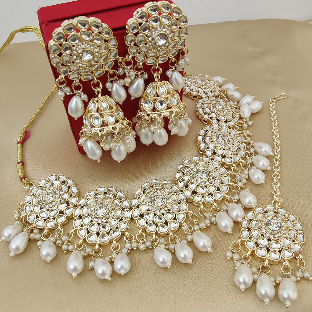 FS Collection Royal Kundan And Pearl And Beads Necklace Set