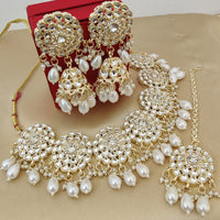 FS Collection Royal Kundan And Pearl And Beads Necklace Set