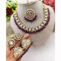 FS Collection Luxe Mirror Shine And Pearl Necklace Set