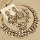 FS Collection Elegant Crystal Stone Pearl Necklace Set