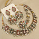 FS Collection Elegant Crystal Stone Pearl Necklace Set