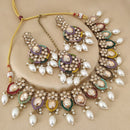 FS Collection Elegant Crystal Stone Pearl Necklace Set