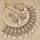 FS Collection Elegant Crystal Stone Pearl Necklace Set