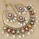 FS Collection Elegant Crystal Stone Pearl Necklace Set