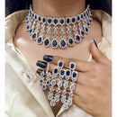 FS Collection Glam American Diamond Shine Choker Necklace Set