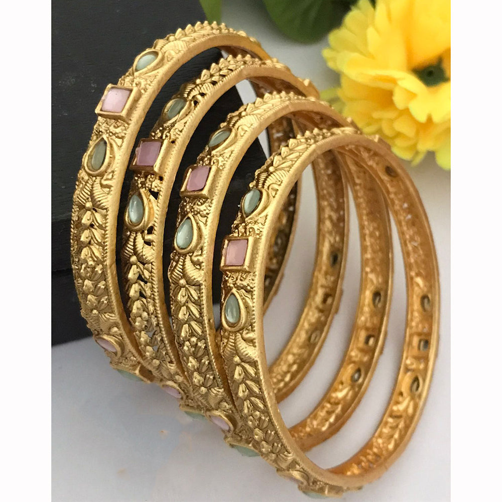 FS Collection Heritage Pota Stone Embellished Bangles Set