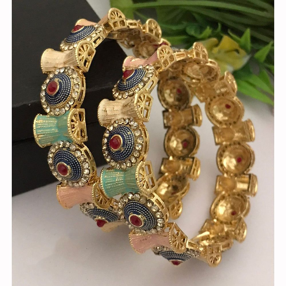FS Collection Heritage Austrian Stone And Meenakari Embellished Bangles Set
