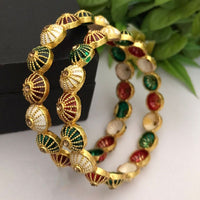 FS Collection Traditional Austrian Stone And Meenakari Designer Bangles Set