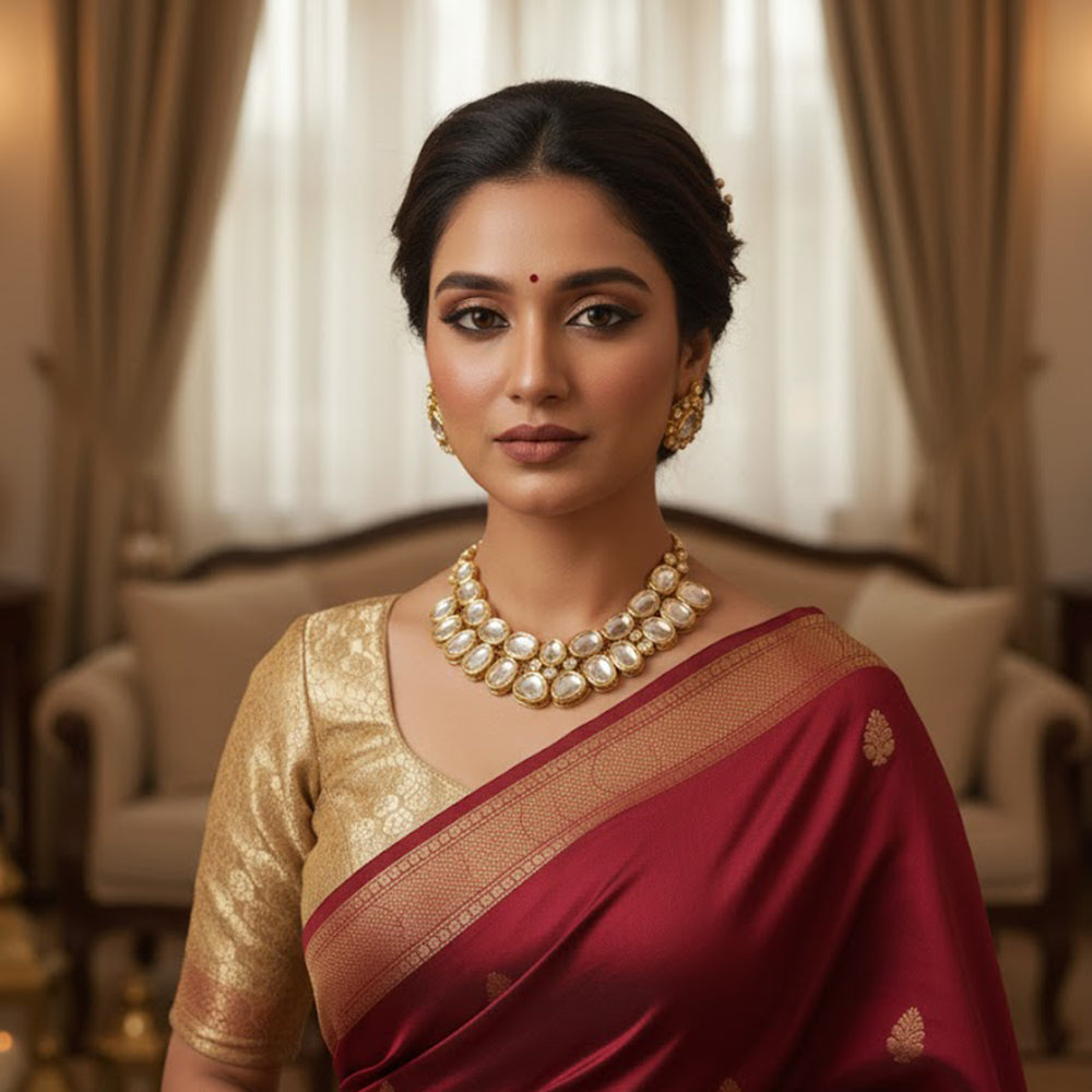 FS Collection Classic Kundan Necklace Set