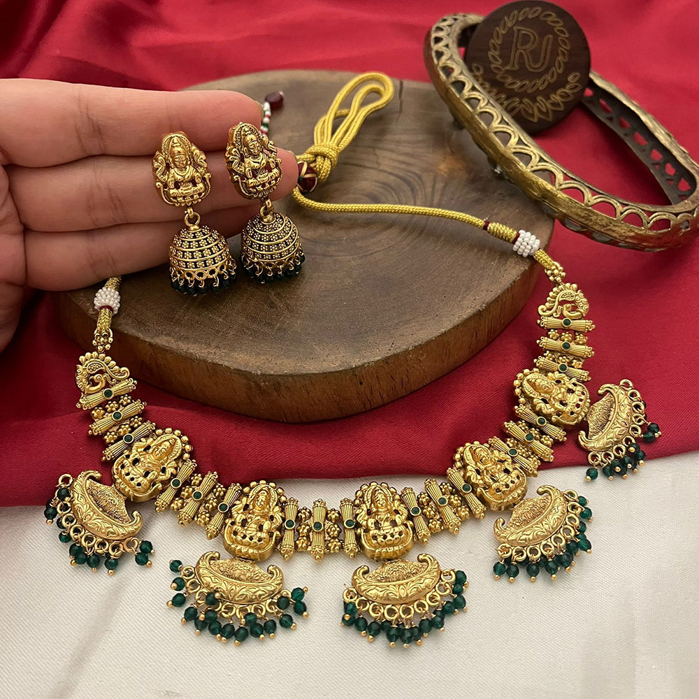 FS Collection Classic Pota Stone Temple Necklace Set