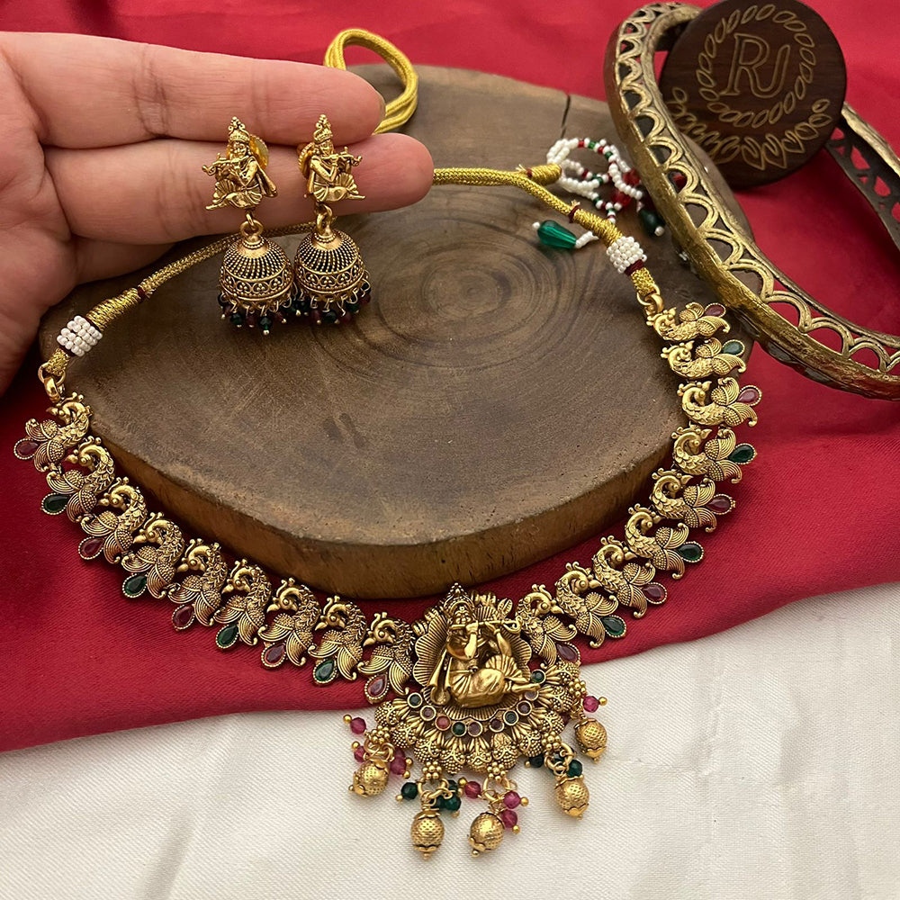 FS Collection Classic Pota Stone Temple Necklace Set