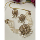 FS Collection Trendy Crystal And Pearl Statement Choker Necklace Set
