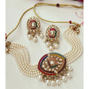 FS Collection Trendy Crystal And Pearl Statement Choker Necklace Set