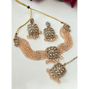 FS Collection Trendy Crystal And Pearl Statement Choker Necklace Set
