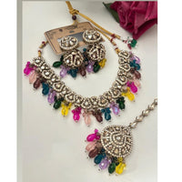 FS Collection Trendy Crystal And Pearl Statement Necklace Set