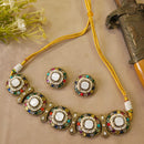 FS Collection Trendy Pota Stone And Pearl Choker Necklace Set