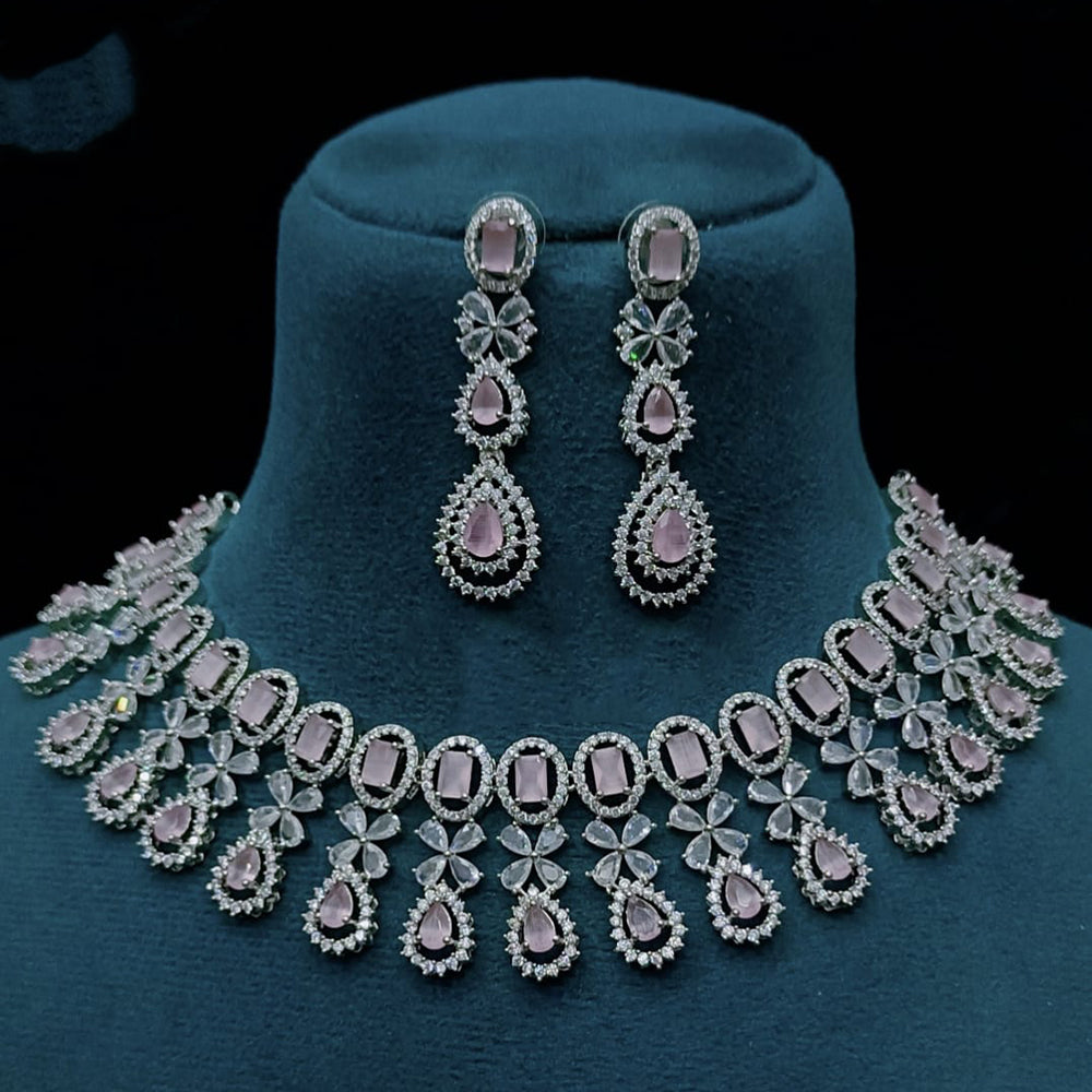 FS Collection Elegant American Diamond Fashion Necklace Set