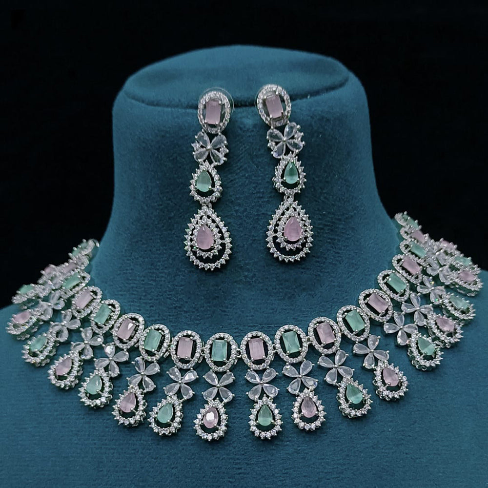 FS Collection Elegant American Diamond Fashion Necklace Set