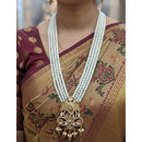 FS Collection Designer Kundan Stone And Pearl Long Necklace Set