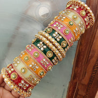 FS Collection Multi-Color Kundan Stone Designer Bangles Set