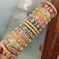 FS Collection Multi-Color Kundan Stone Designer Bangles Set