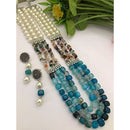 FS Collection Classic Oxidised Plated Multi Layer Beads Long Neclace Set