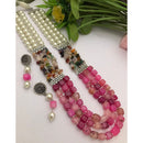 FS Collection Classic Oxidised Plated Multi Layer Beads Long Neclace Set