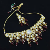 FS Collection Kundan Stone Beads And Pearl Necklace Set
