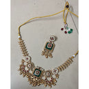 FS Collection Kundan Stone Beads And Pearl Necklace Set 