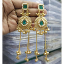FS Collection Designer Kashmiri Pota Stone And Ghungharoo Long Dangler Earrings
